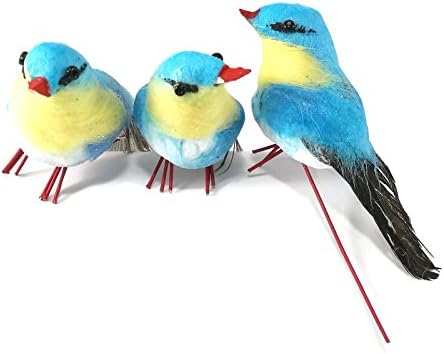 Dinso Spun Cotton Birds Animal figurine Handcraft Decore Feather Ornament 4