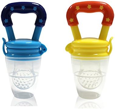 Feeder, Urababy Fresh Food Feeder, 2 Pack (Blue/Yellow)