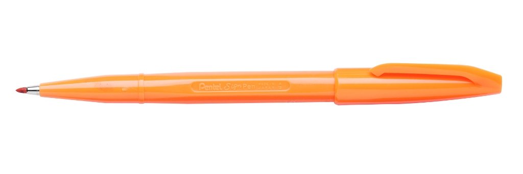 Pentel Sign Pen 1.0mm Line Dye Based Ink Original Fiber Tipped Pen - Orange (Pack of 12)