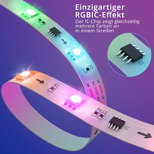 Govee LED Strip, RGBIC LED Strip 5 m, Music Sync, Segment Control, Colour Changing, 64 Scene Modes, Controllable via App, for Party, Home, Bedroom, TV