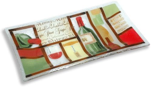 Peggy Karr Handcrafted Art Glass Vino Serving Tray, Rectangular, 14-Inch