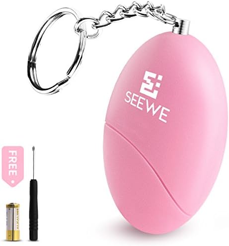 Personal Alarm, SEEWE 120 DB Emergency Security Alarm Keychain for Safety of Kids, Girls, Students, Joggers, Night Workers (Free Batteries+Screwdriver Included) (1, Pink)