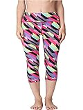Ancia Womens Tartan Active Workout Capri Leggings Fitted Stretch Tights Medium Red Tartan