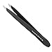 Tweezees Precision Black Coated Stainless Steel Tweezers - Professional Slant Tip & Splinter Tip Tweezer - Includes a Canvas Storage Bag!