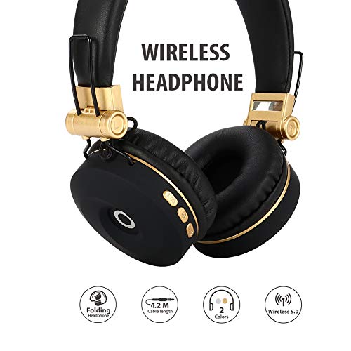 EK-MH9 Bluetooth Headset Extra Long Standby [Wireless Headset] for Outdoor/Sports/Game/Music High Fidelity, Active Noise Cancelling Headphones (Gold)