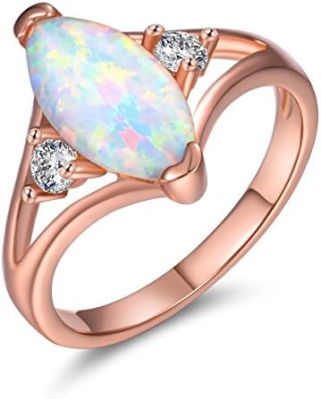 Rose Gold Plated Cubic Zirconia and Opal Promise Ring