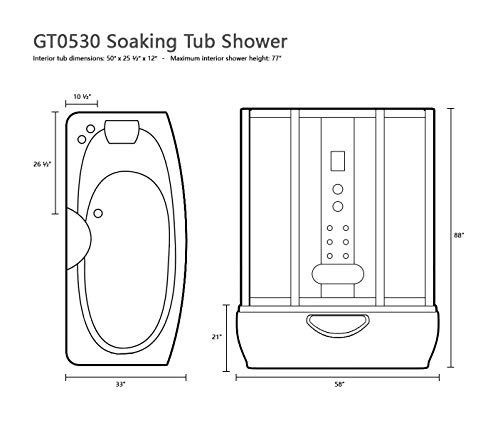 58" x 33" Soaking Base Steam Shower Enclosure with Lights, FM Radio, Hand shower, Back Massage Jets, Foot Massager - Thumbnail 6