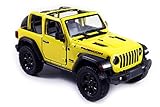 HCK Jeep Wrangler Rubicon 4x4 Convertible Off Road Exploration Diecast Model Toy Car Yellow
