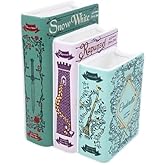 Steel Mill & Co Original Triple Book-Shaped Decorative Vase, Tiered Ceramic Bookshelf Decor, Unique Flower Holder for Book Lovers, Grimm's Fairy Tales