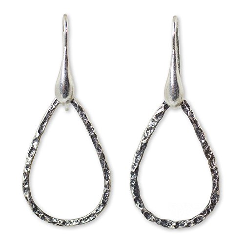 NOVICA .925 Sterling Silver Dangle Earrings, 'Rustic Chic Raindrops'