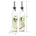 Olive Oil Bottle Set Glass Dispenser Vinegar Cruet 17oz. with Stainless Steel Leak Proof Pourer Spout for Cooking or Salad Dressing by CEDAR HOME, 2 Pack, Blue