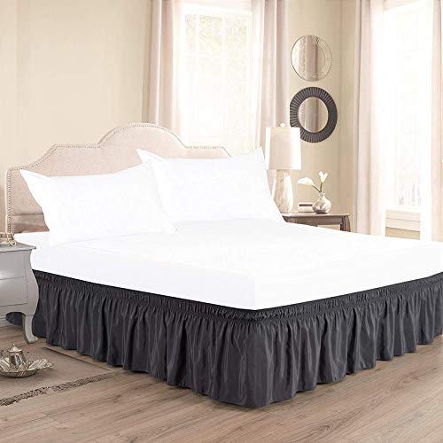 Buy Dark Grey Bed Skirt Wrap Around 600Microfiber with Easy Fit with 24