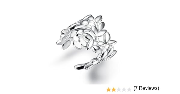 Ecloud Shop Stylish Girl plata brillante plateó la joyería Flor Hoja moldea anillos