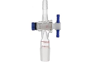 Adamas-Beta Vacuum Flow Control Adapter with PTFE Stopcock, 2mm Diameter, 19/22 Joint and Straight Hose Connection for Lab Supply，Air Water Line Tube Flow Control Valve