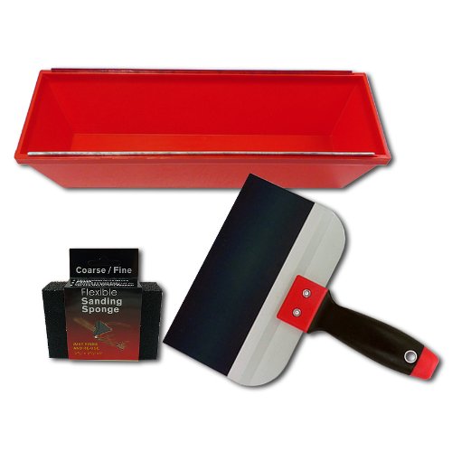 Wellforce 15153 3 Pcs Drywall Kit 12 inch Plastic Mud Pan, 8 inch