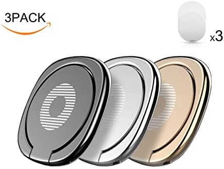 Buyun Phone Ring Holder,360° Rotation Universal Mobile Phone Finger Ring Stand Grip for iPhone 7 7 Plus 6s 6 Plus, Samsung Galaxy S6 S7, Note, LG (Black-Silver)