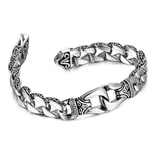 Sagenhaftes Edelstahl Herren Glieder Armband Silber Schwarz 23cm (Mit Marken Geschenkschachtel) – Bild 5