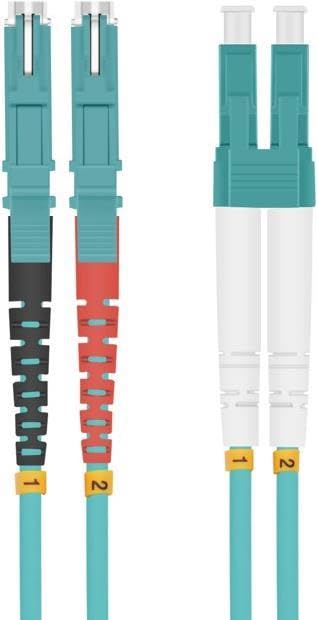 Helos LWL Patch Cable E2000 (LSH)/LC Duplex 50/125 μm OM3 Aqua 10 m