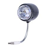WOWTOU Disco Ball Lamp, Rotating RGB Colored LED Stage Lighting Party Bulb with 3W Book Light, USB Powered (Black)