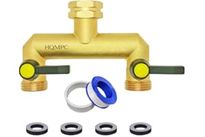 HQMPC 2 Way Hose Splitter Heavy Duty Water Splitter Outdoor 2 Way Strong HEX Nut Connect 3/4" GHT