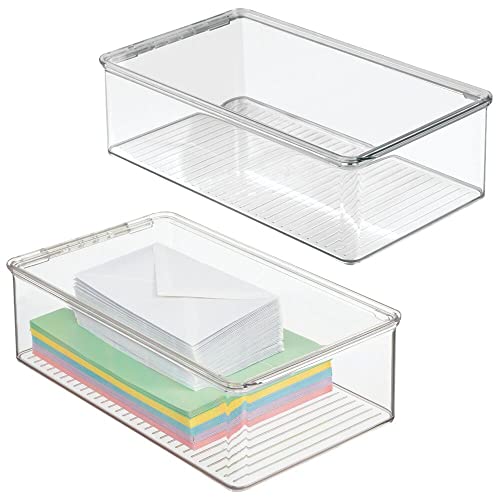 mDesign Plastic Home Office Storage Organizer Box Containers with