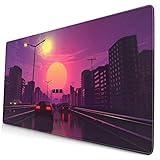Neon City Car Retrowave Synthwave Mouse Pad