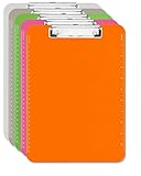 5 Clipboard Muti Pack (Clear, Smoke, Orange, Green, Pink) 1 of each - 9 by 12 inch