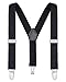 Buyless Fashion Adjustable Suspenders for Kids Toddlers Baby Elastic Solid Color 1 Inch - Y Back Design - 5102-Black-26