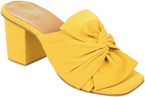 BLUE BAKSA Women's Bow Detail Block Heel Mules Fashion Sandals