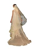 ASA Bridal Cathedral Long Drop Veil for Bridal with Sheer Organza Ribbon