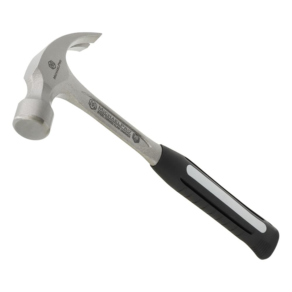 MichaelPro 20oz Solid One Piece Steel Rip Claw Hammer, Heavy Duty Curved Claw Hammer, MP004006