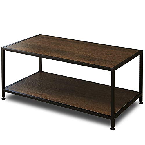 GreenForest-Coffee-Table-Industrial-Metal-Frame-for-Living-Room-Easy-to-InstallRustic-Walnut