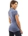 PattyBoutik Women Shawl Collar Short Sleeve Blouse (Heather Blue Medium)