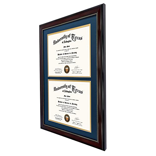 GraduationMall 14x20 Double Diploma Frame, Display 8.5x11 Certificate