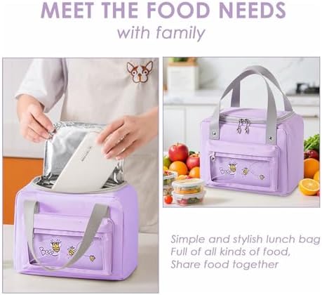 sac isotherme sac isotherme repas lunch bag isotherme femme petit sac repas portable 6L (travail ecole dejeuner quotidien) Gris — photo 6 sur 7