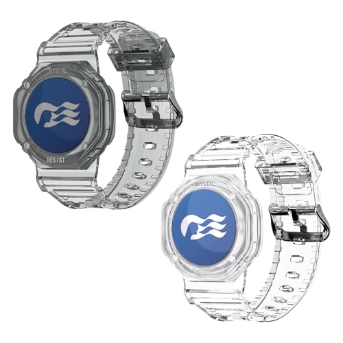 LAIDOLAILA 2 Pack Medallion Holder Bracelet for Princess Cruise, Crystal Clear Waterproof Watch Band for Ocean Medallion, Fits Men Women, Cruise Essentials