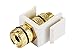 Monoprice 108434 Keystone Jack/Banana Jack with Black Ring - White - Screw Type, for Home Theater, Speaker Wire and More