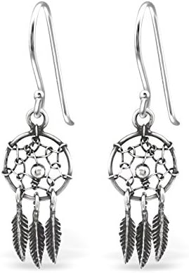 925 Sterling Silver Hypoallergenic Dream Catcher Fishhook Earrings for Girls 31297