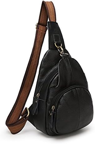 SIFINI Shoulder Bags, Genuine Leather Sling Bags Crossbody Bag Small Backpack Sport Bags Messenger Bag for Men and Women with Extendable Strap-Black