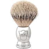 Parker Safety Razor 100% Silvertip Badger Bristle Shaving Brush (Chrome Handle) and Free Shaving Brush Stand