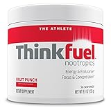 Thinkfuel Nootropic Pre Workout Powder for Athletes - Dopamine Stack to Boost Mental Performance, Energy Levels & Endurance. w/DMAE, Creatine, Beta-Alanine, and Caffeine. Fruit Punch, 30 Servings