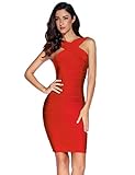 Meilun Women's Rayon Front Cross Cocktail Bandage Bodycon dress Small Red