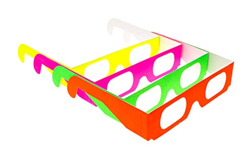 Paper Diffraction Glasses for Lights, Festivals, Raves (Assorted Neon, 25 Pairs)