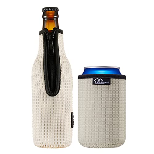 Beer Bottle Sleeve Insulators 12oz 330ml Standard Beer Bottle Cooler Covers Zip-up Bottle Jacket 12OZ Standard Can Sleeves Coolie Neoprene Insulator (Gray)