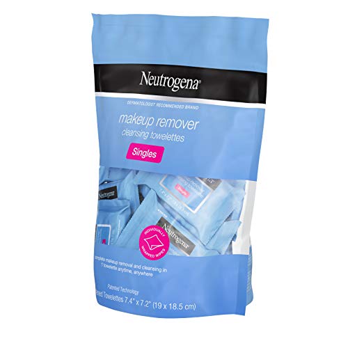 NEUTROGENA MAKEUP REMOVER WIPES, DAILY SINGLE FACE CLEANSING TOWELETTES, MAKEUP REMOVING CLEANSING WIPES REMOVES DIRT & OIL, ALCOHOL-FREE FACE TOWELETTES, 20 CT