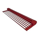 Domestic Corner - Dish Rack - Over-the-Sink Roll-Up Drying Rack - Dark Red