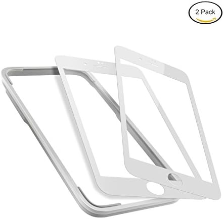 Mimoday for iPhone 7 Screen Protector Tempered Glass Edge to Edge Film Clear Glass Screen Cover with Easy Installation Frame White (2 Pack)