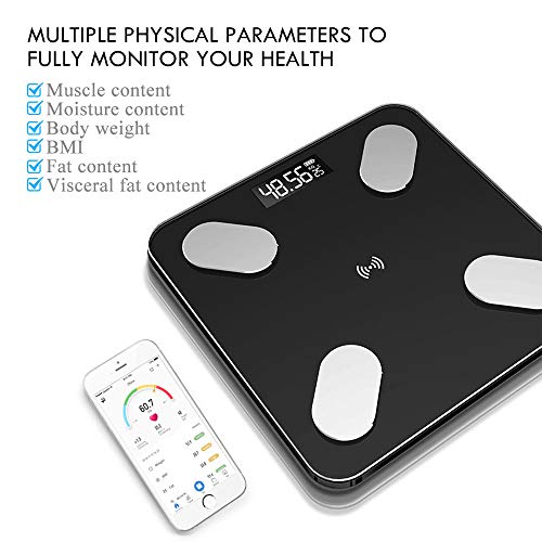 Apelila Smart BMI Scale Bluetooth Body Fat Scale,Wireless Weight Scale, Body Composition Analyzer with Smartphone App,Black - Thumbnail 5
