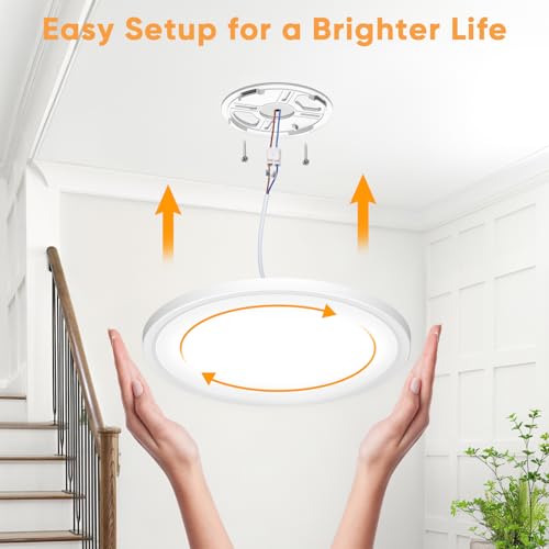 NIBSHOOM Ceiling Light with Motion Sensor, 3000K/4000K/6500K 24W IP44 Waterproof Ceiling Light, LED Ceiling Light with Radar Sensor for Hallways, Stairs, Garage, φ30 cm