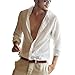 Zbrandy Men's Cotton Linen Blend Shirts Ultra Light Colorful Shirts Colour White Size XL